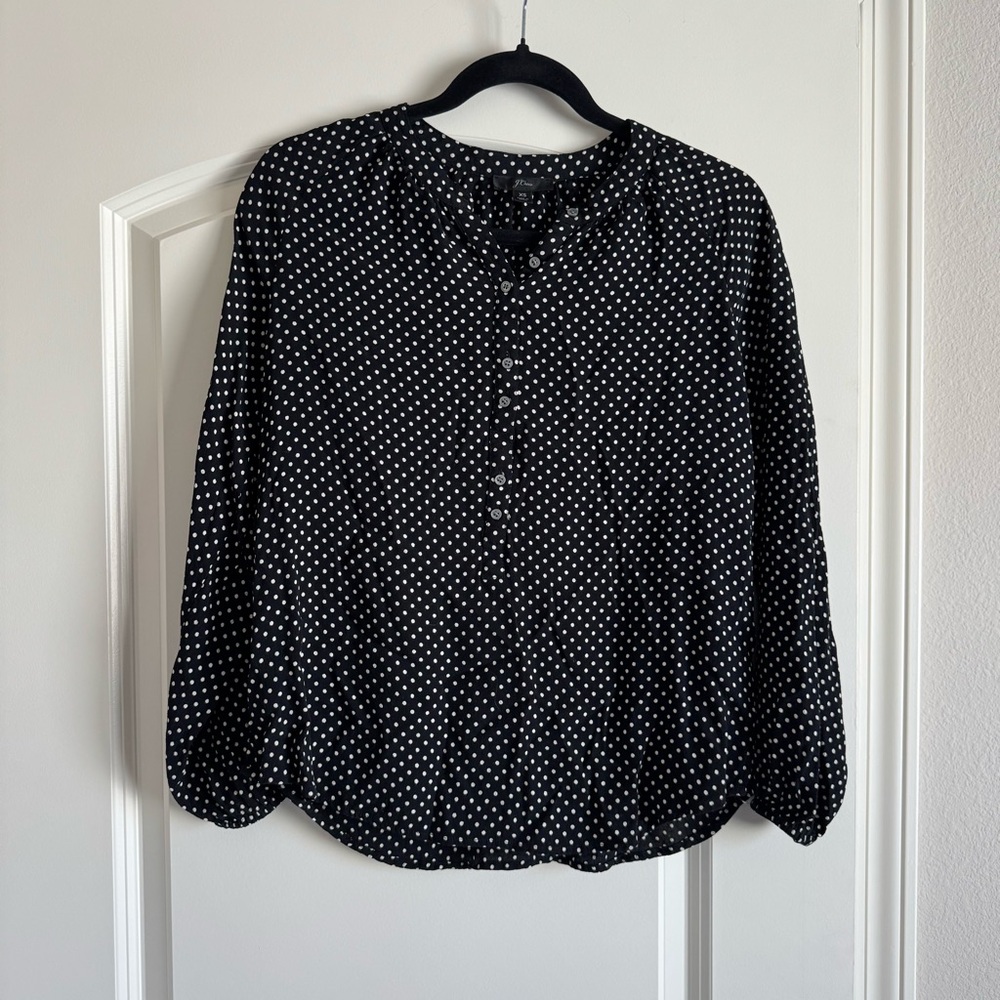 J. Crew Black Polka Dot Women's Top Size XS